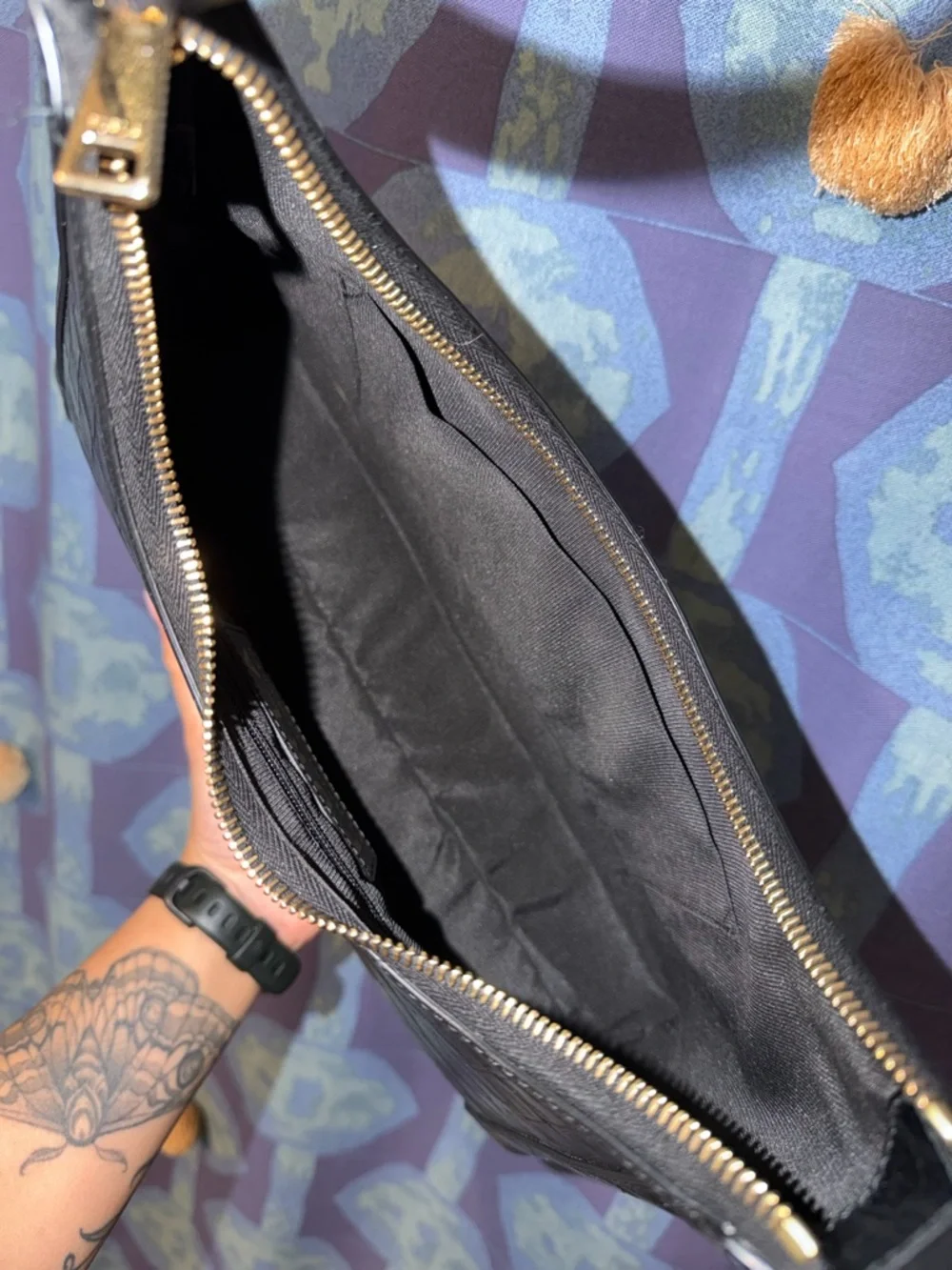 Furla Diamante Black Crocodile Embossed Shoulder Bag - Picture 7 of 10